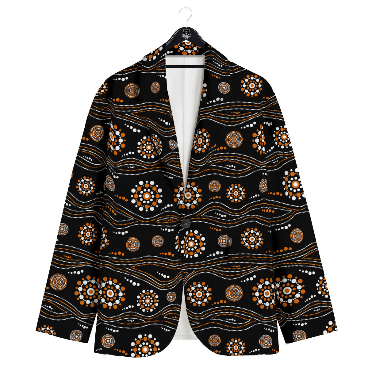 Aboriginal Orange And White Dot Print Pattern Men's Sport Coat-grizzshop