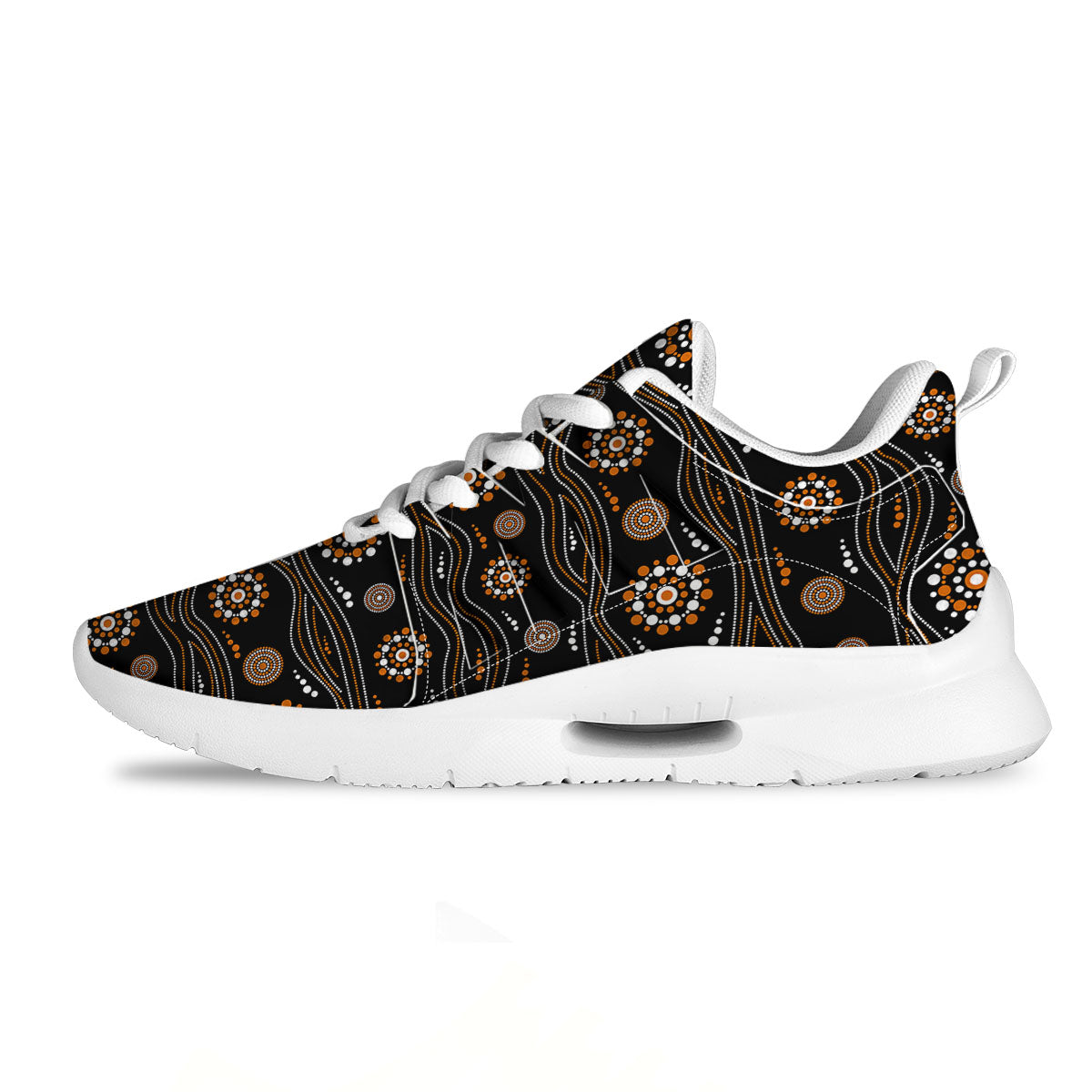 Aboriginal Orange And White Dot Print Pattern Tennis Shoes-grizzshop