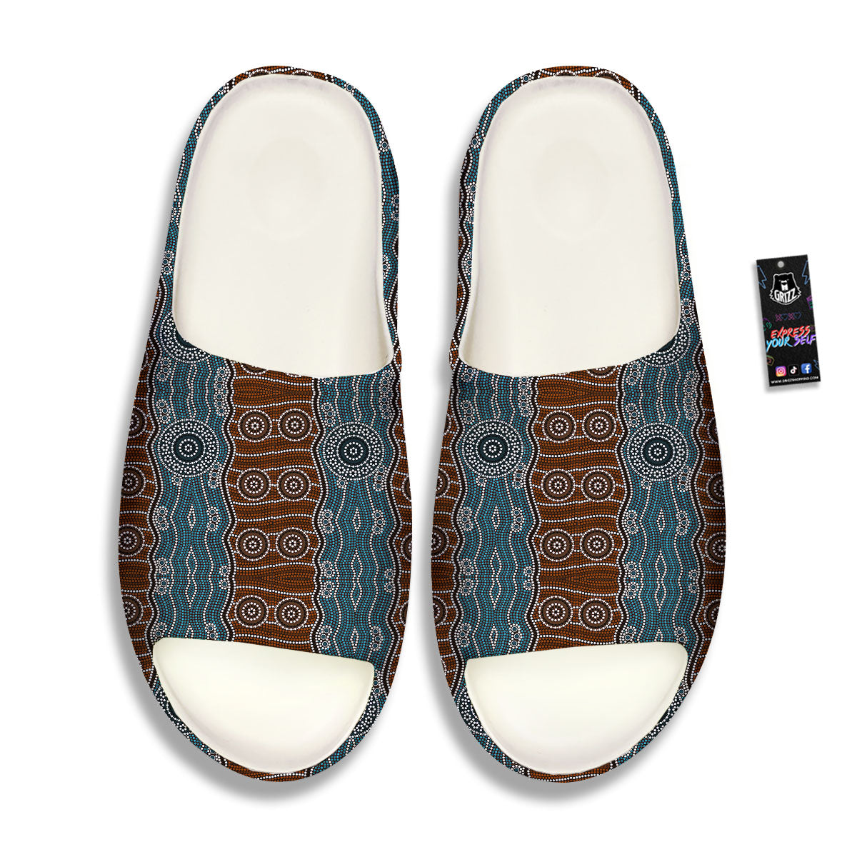 Aboriginal Dot Australia River Print Sandals-grizzshop