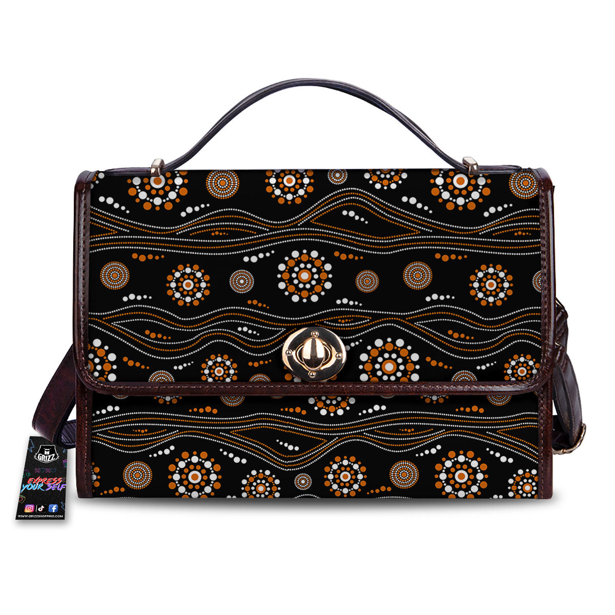 Aboriginal Orange And White Dot Print Pattern Women's Satchel Bag