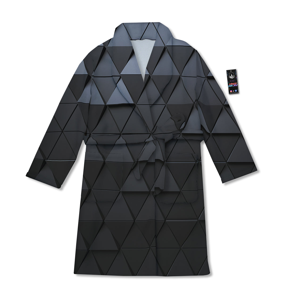 Abstract 3D Geometric Triangle Print Bathrobe-grizzshop
