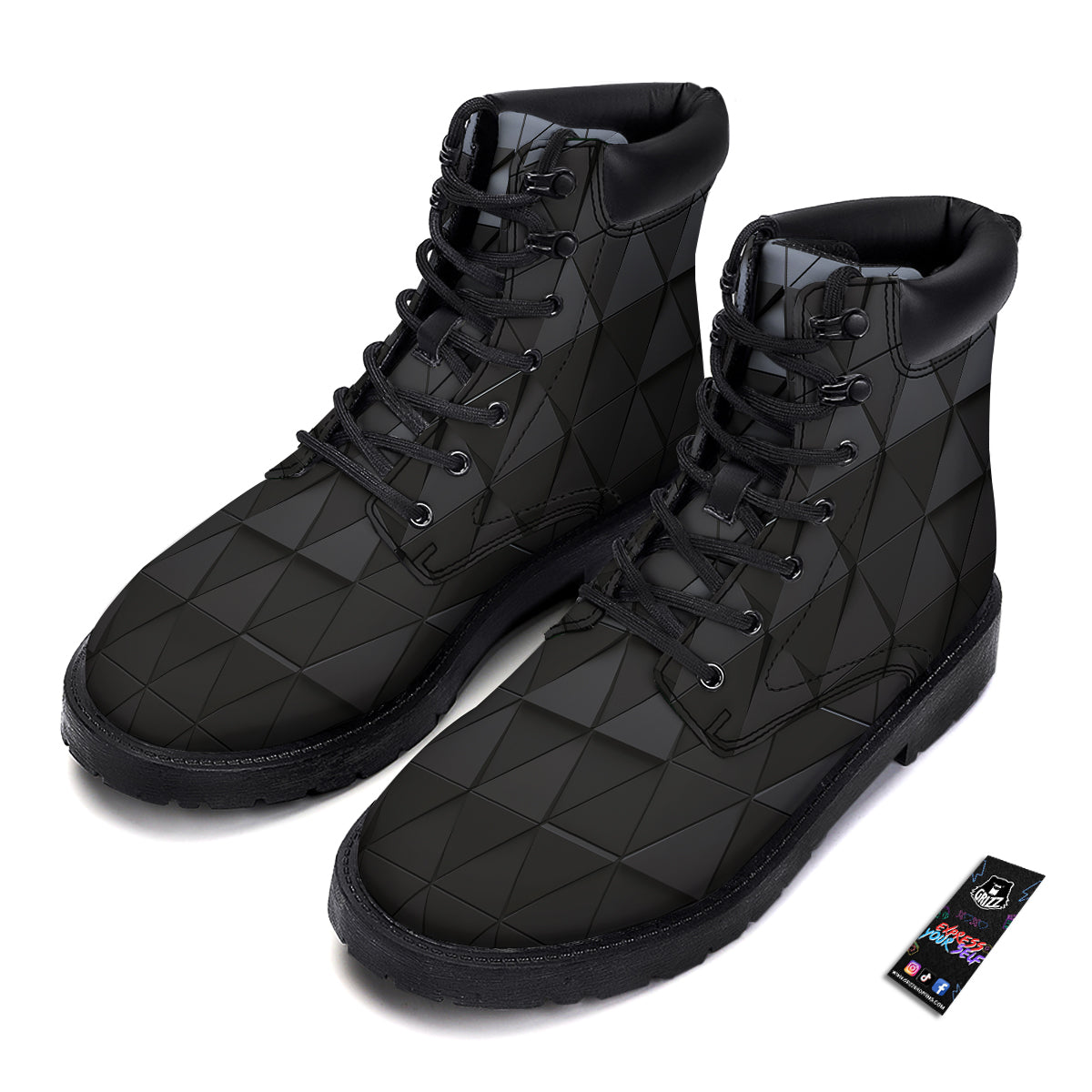Abstract 3D Geometric Triangle Print Boots-grizzshop