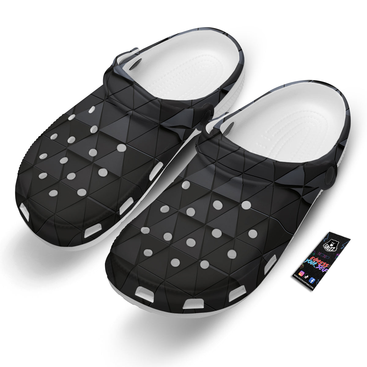 Abstract 3D Geometric Triangle Print Clog-grizzshop