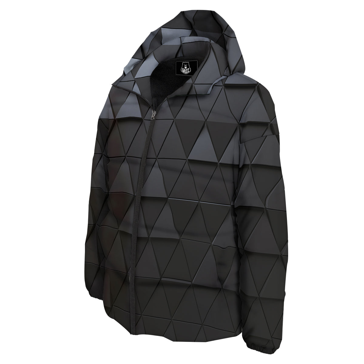 Abstract 3D Geometric Triangle Print Down Jacket-grizzshop