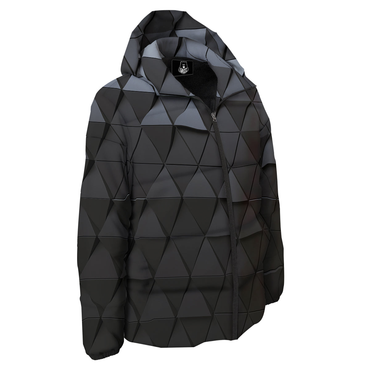 Abstract 3D Geometric Triangle Print Down Jacket-grizzshop