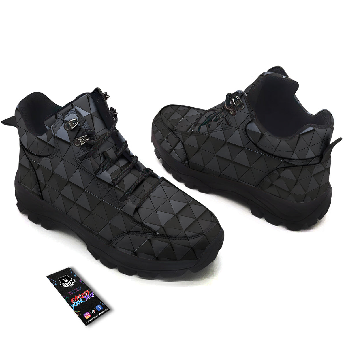 Abstract 3D Geometric Triangle Print Hiking Shoes-grizzshop
