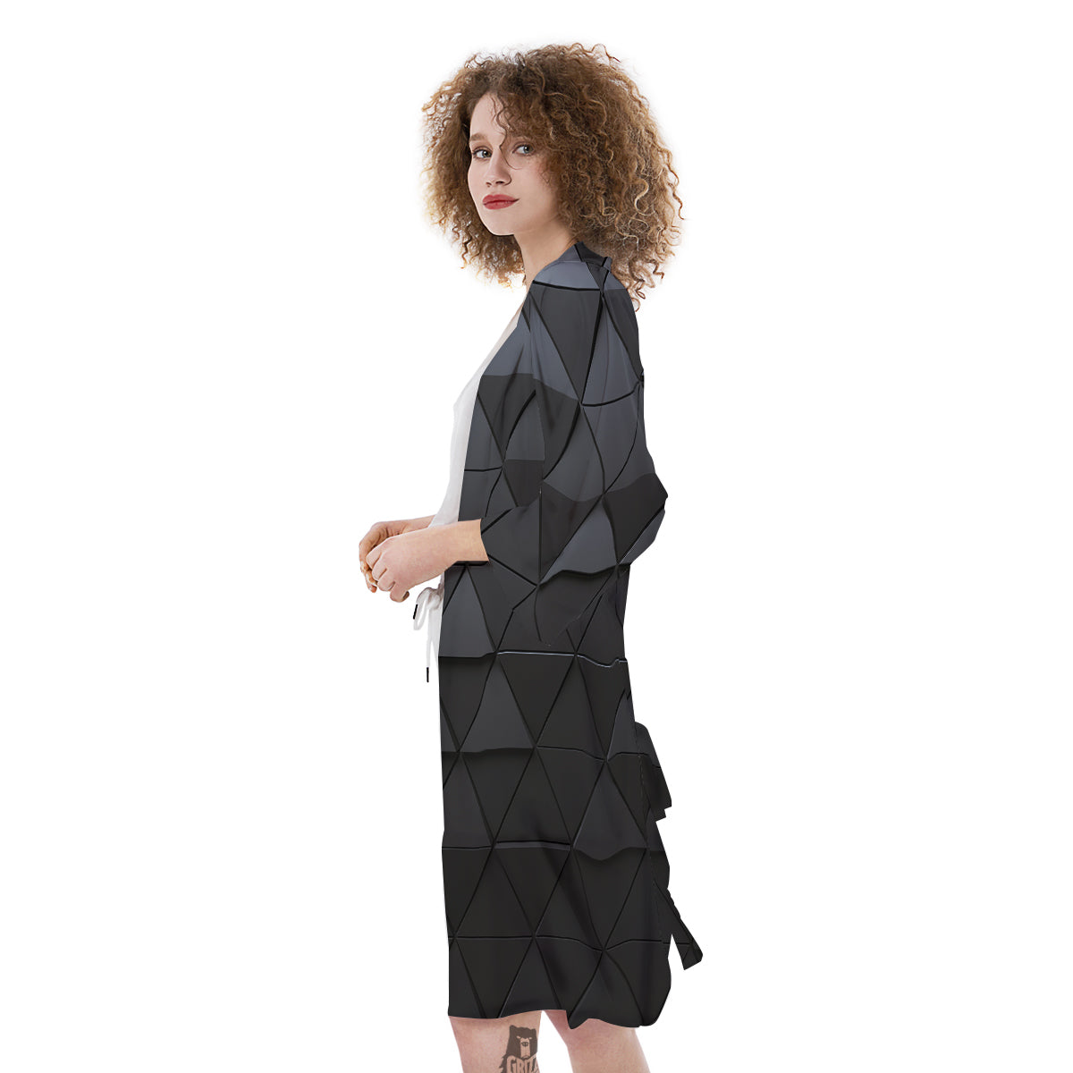 Abstract 3D Geometric Triangle Print Kimono-grizzshop