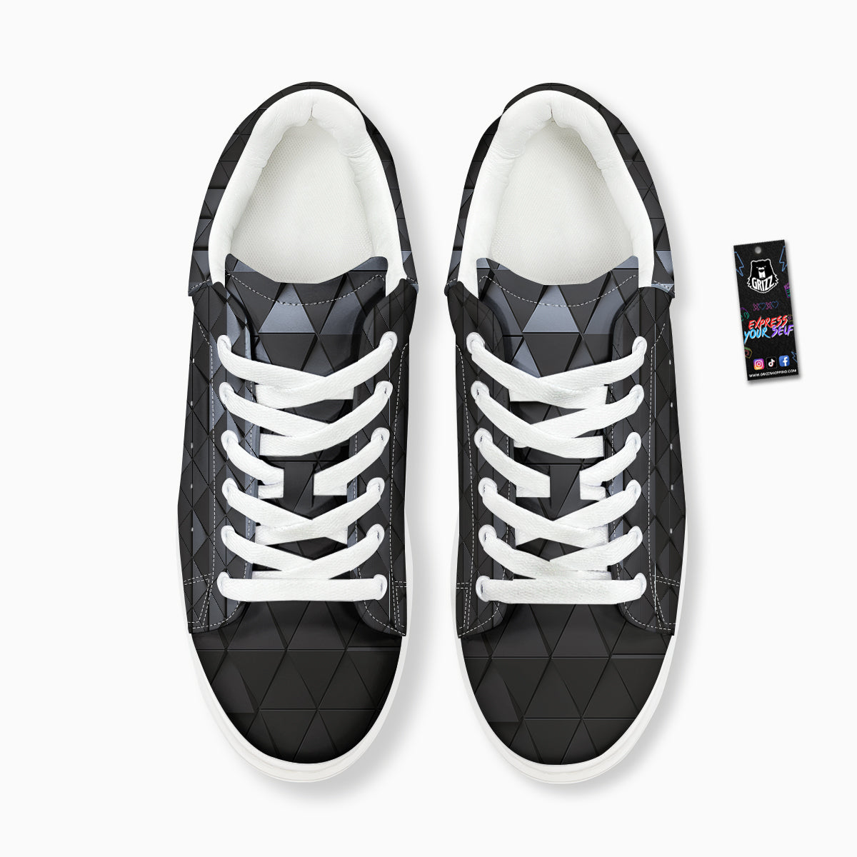 Abstract 3D Geometric Triangle Print Platform Shoes-grizzshop
