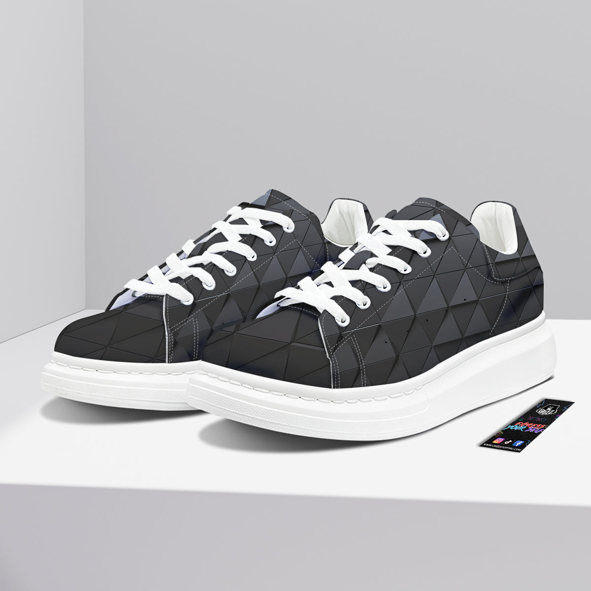 Abstract 3D Geometric Triangle Print Platform Shoes-grizzshop