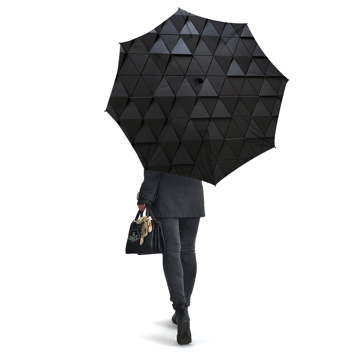 Abstract 3D Geometric Triangle Print Umbrella-grizzshop