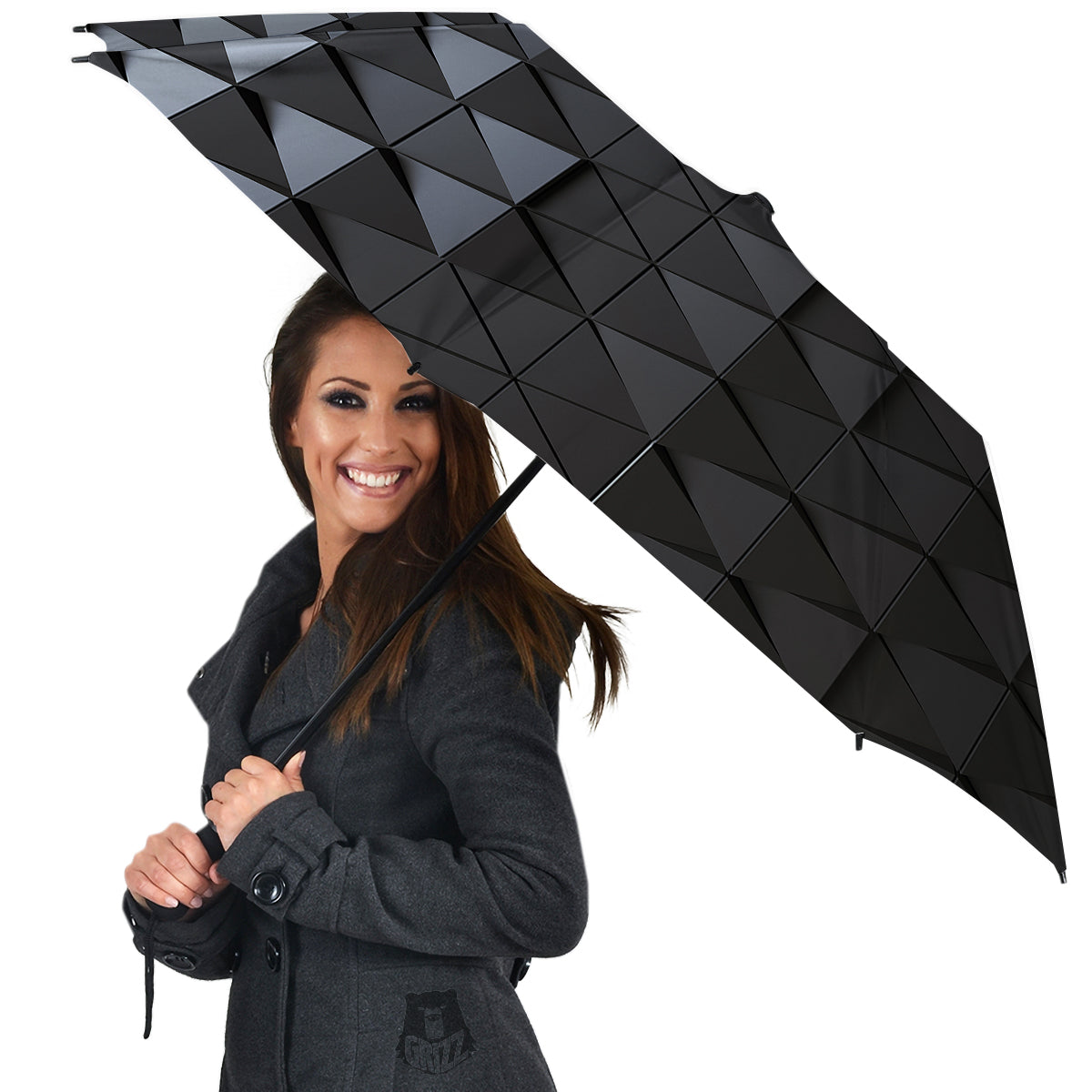 Abstract 3D Geometric Triangle Print Umbrella-grizzshop