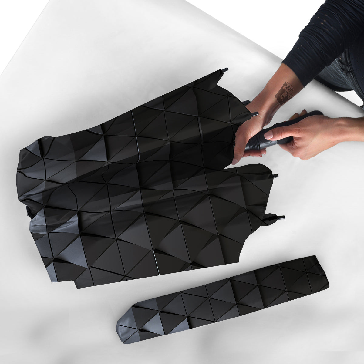 Abstract 3D Geometric Triangle Print Umbrella-grizzshop