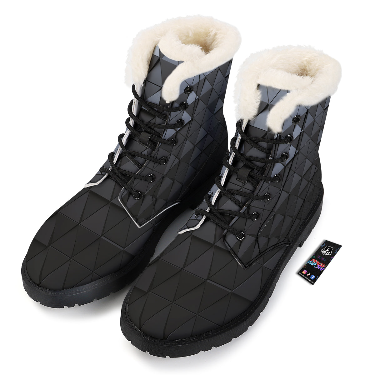 Abstract 3D Geometric Triangle Print Winter Boots-grizzshop