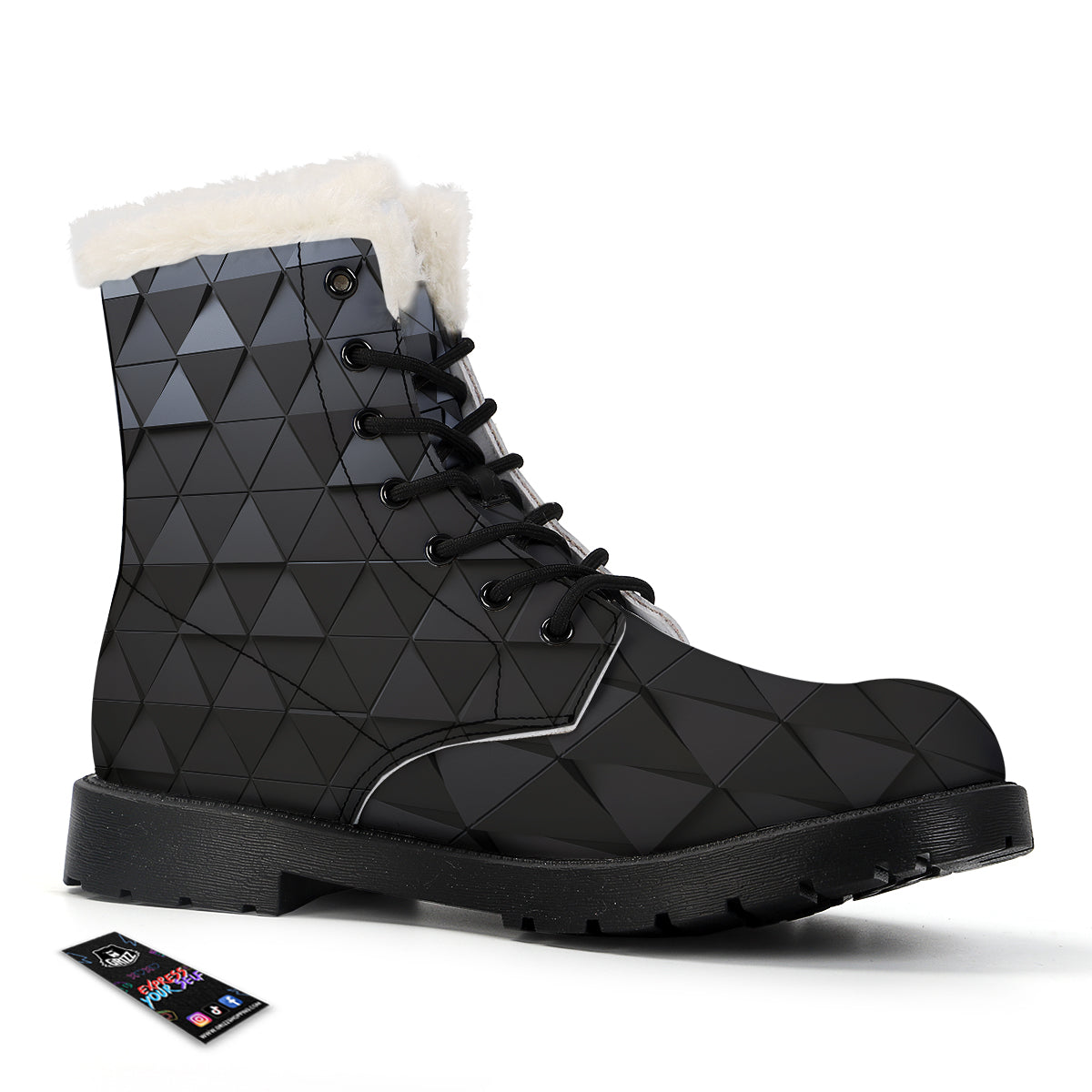 Abstract 3D Geometric Triangle Print Winter Boots-grizzshop