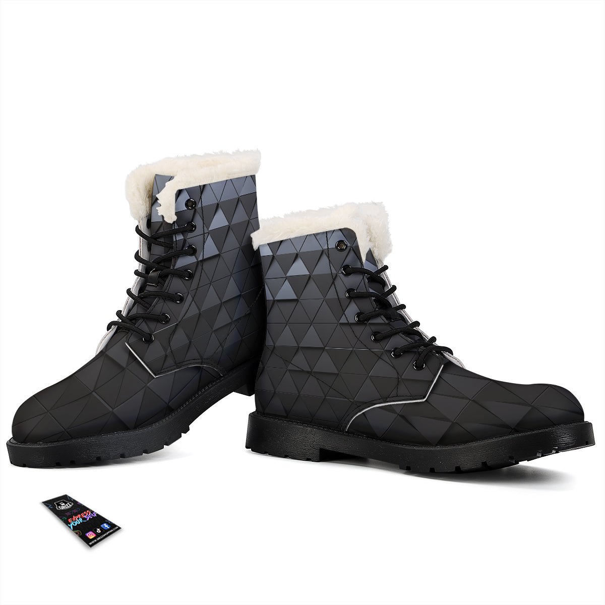 Abstract 3D Geometric Triangle Print Winter Boots-grizzshop