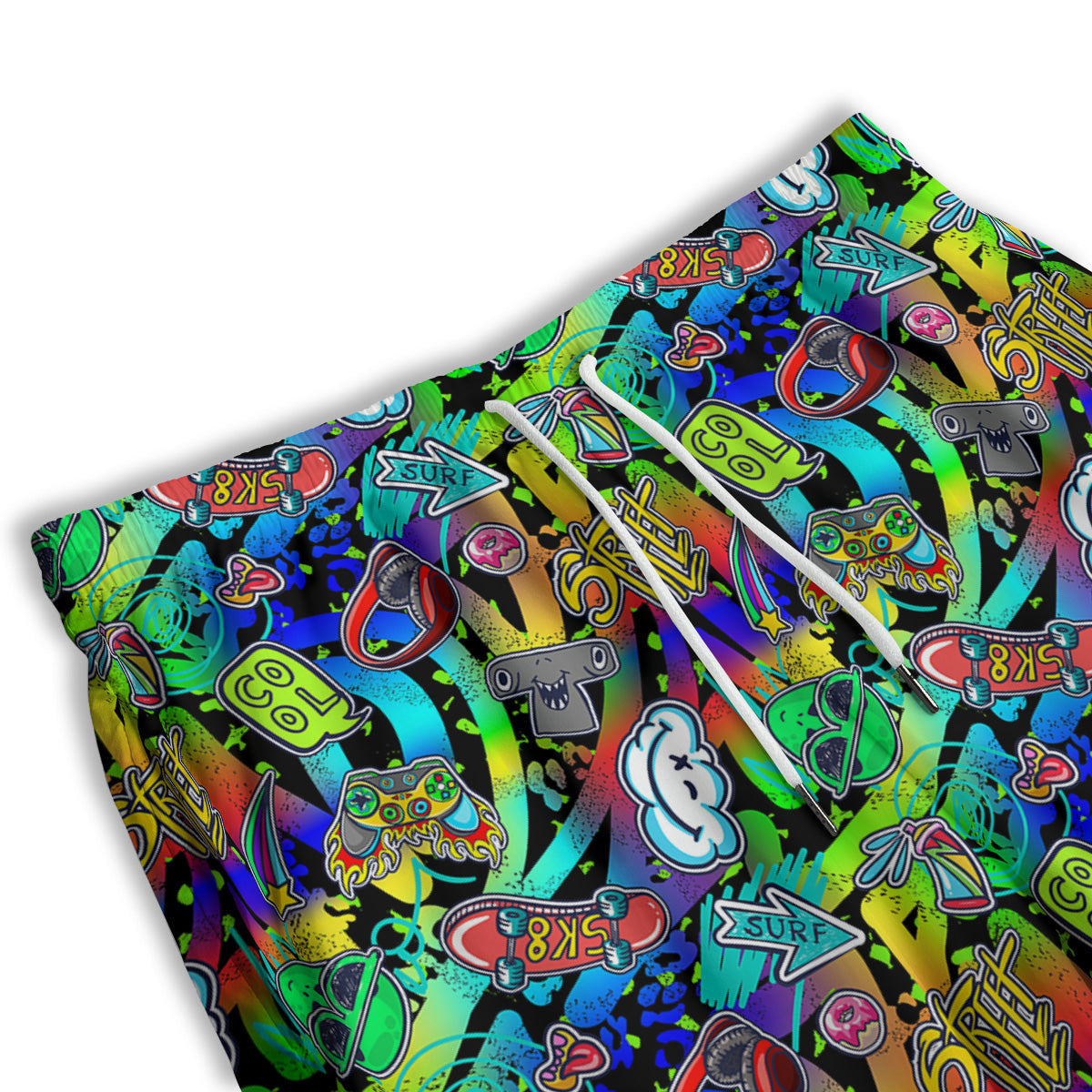 Abstract Alien Graffiti Text Print Pattern Men's Athletic Shorts