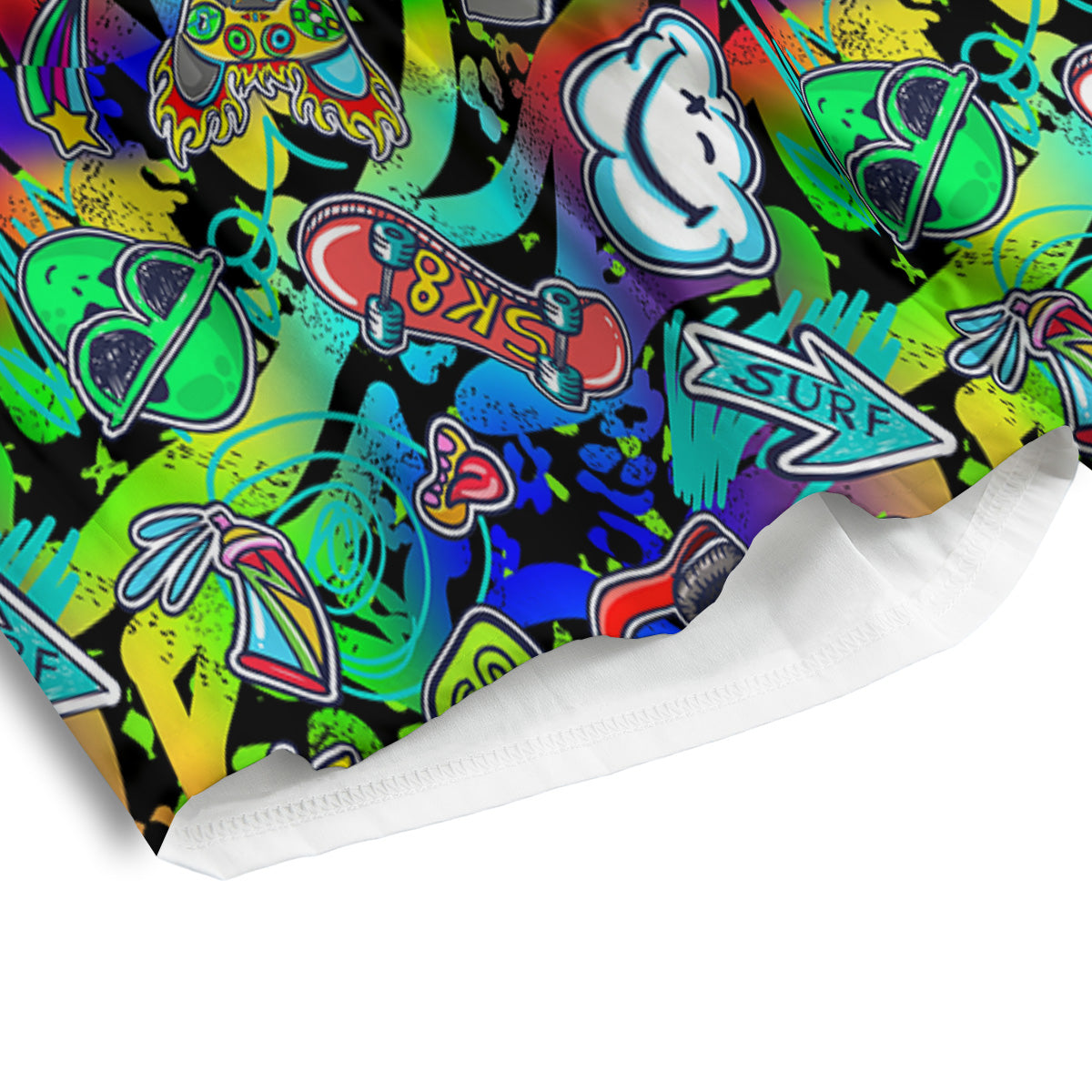 Abstract Alien Graffiti Text Print Pattern Men's Athletic Shorts