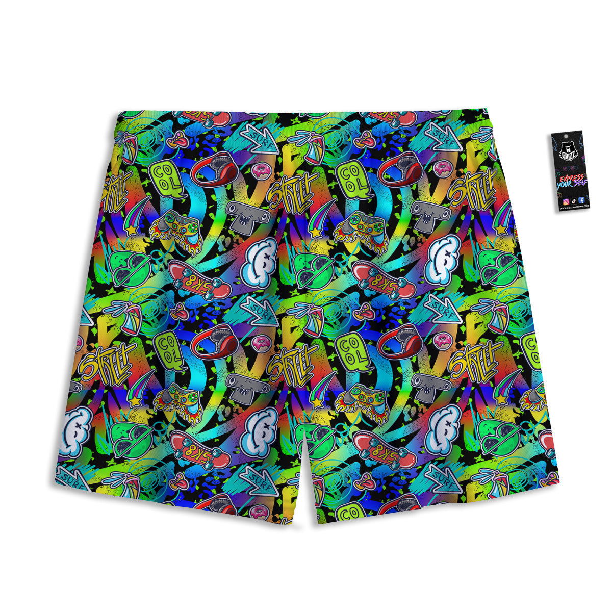 Adinkra Symbols Grey African Print Mesh Shorts