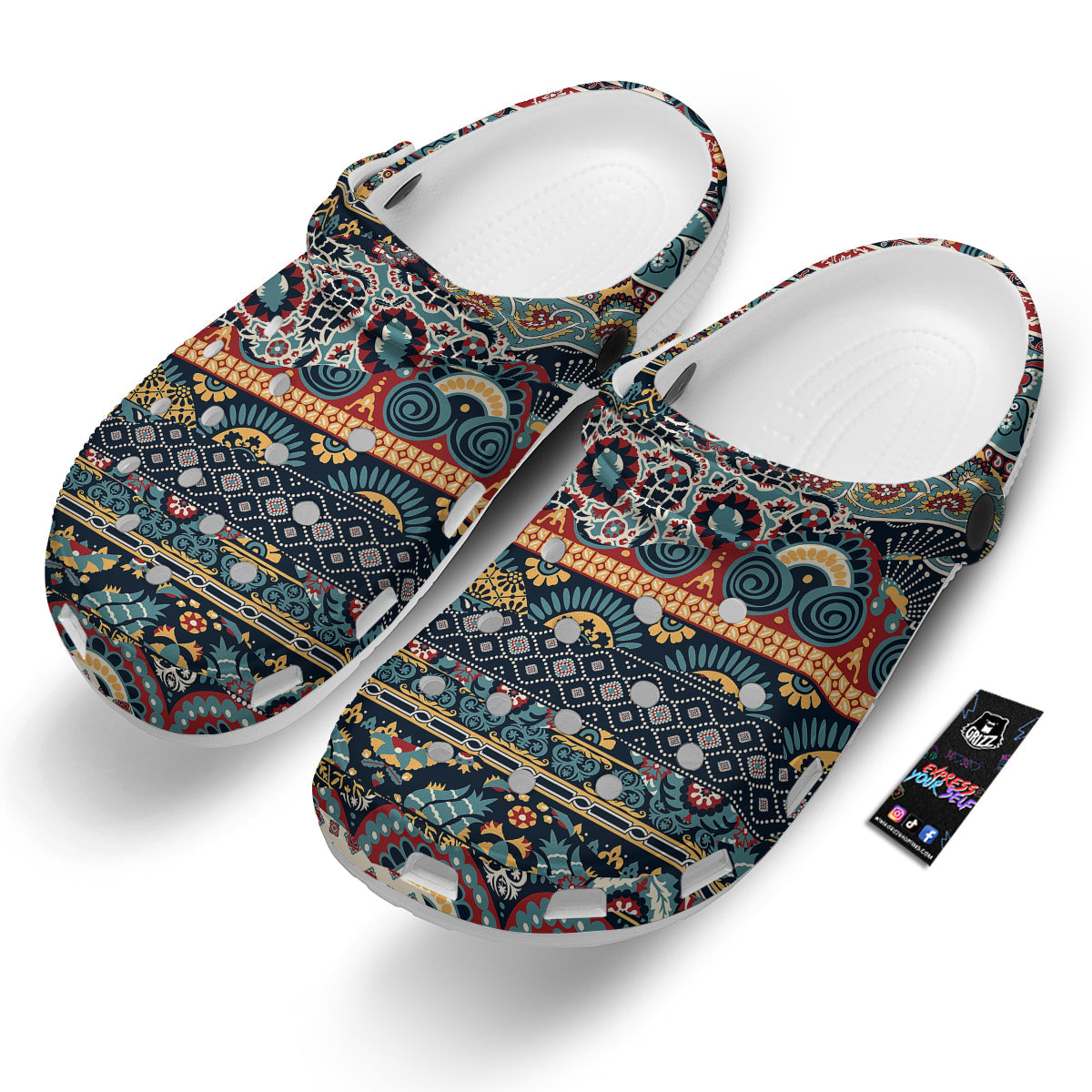Abstract Arabian Paisley Print Clog-grizzshop