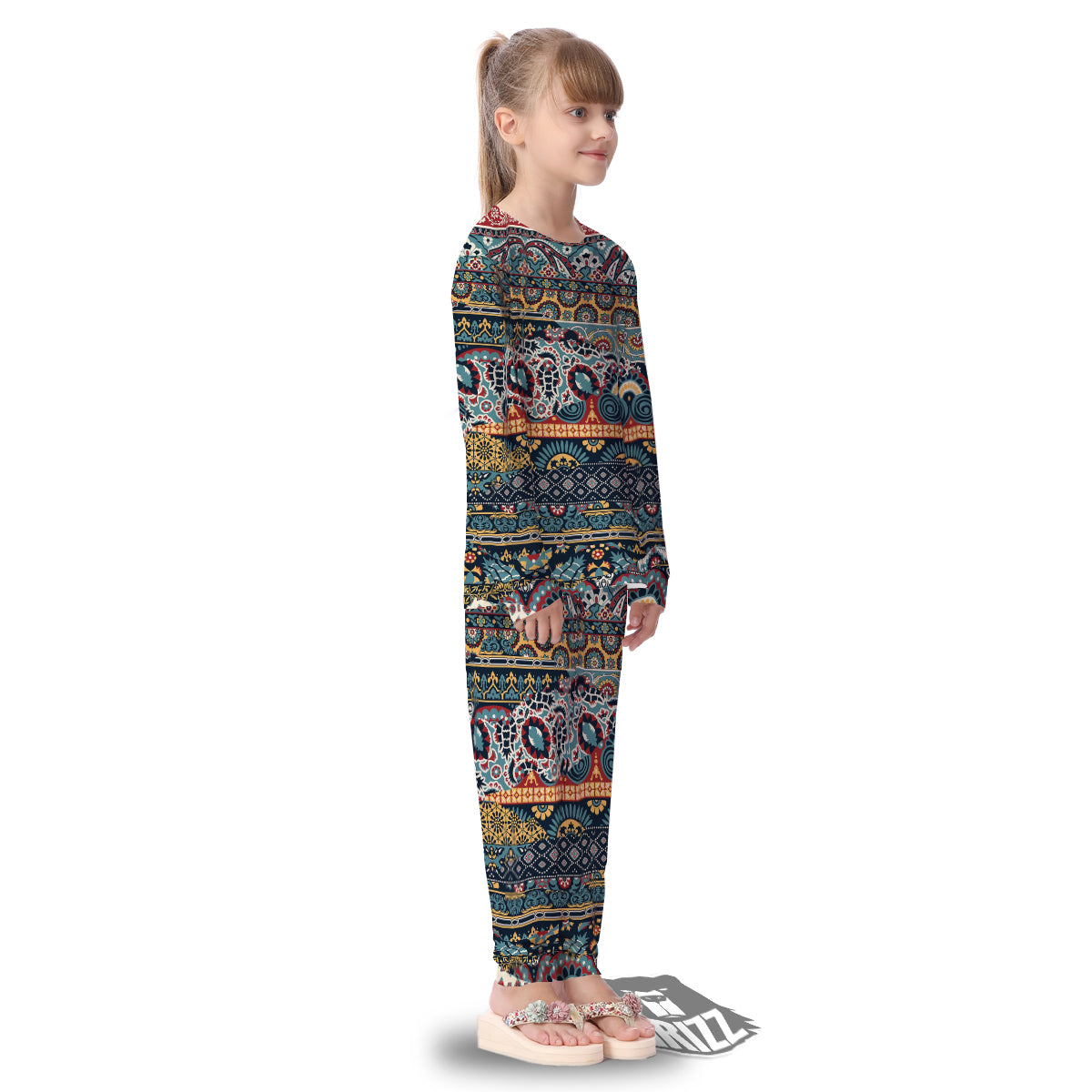 Abstract Arabian Paisley Print Kid's Pajamas-grizzshop