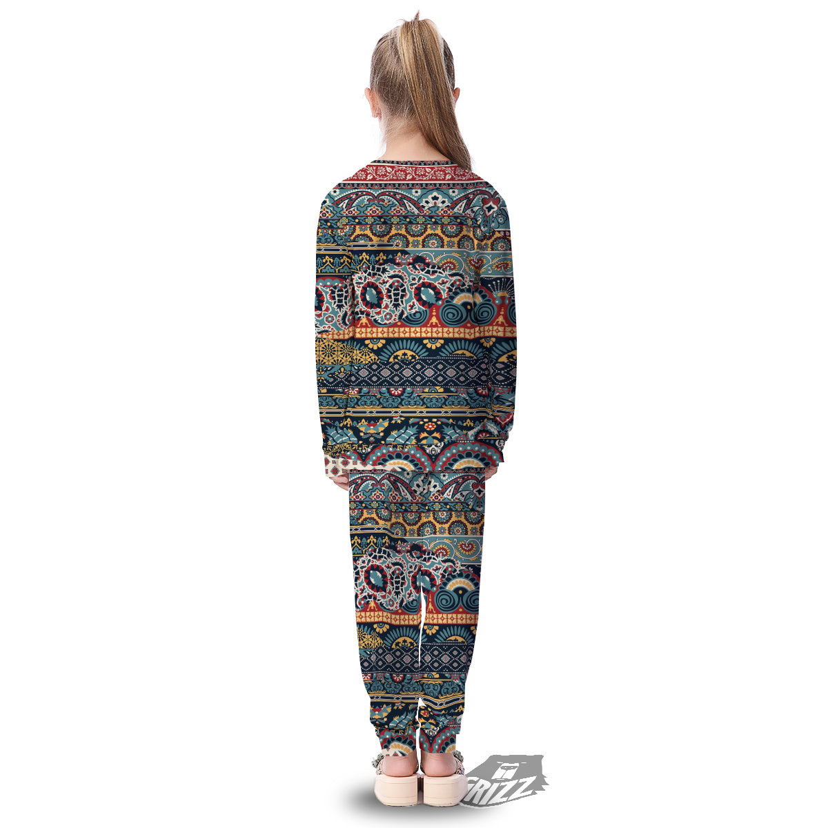 Abstract Arabian Paisley Print Kid's Pajamas-grizzshop