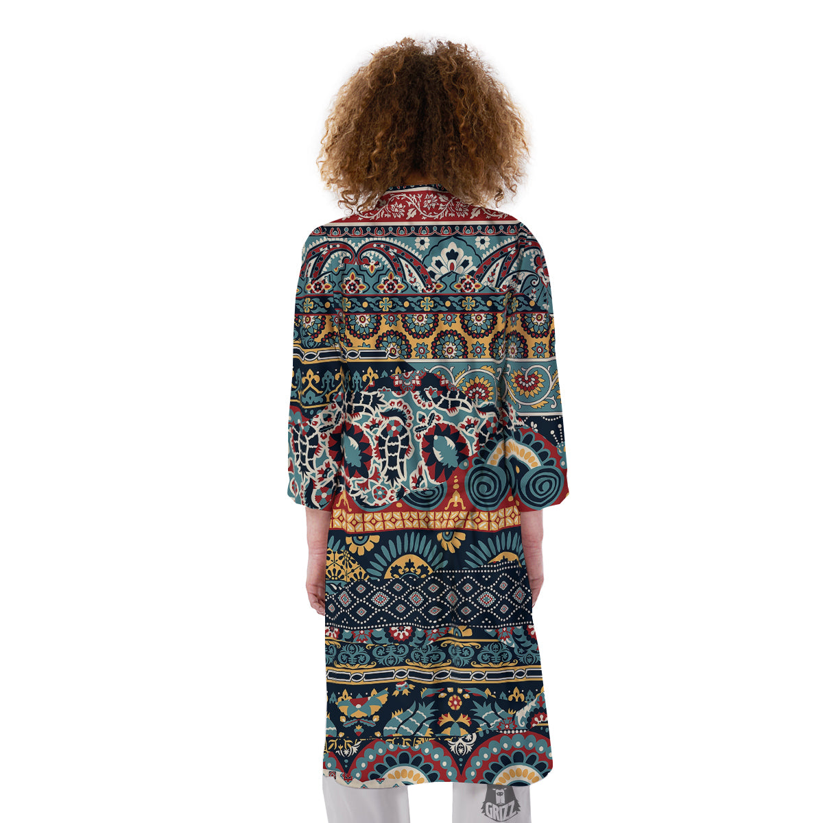 Abstract Arabian Paisley Print Kimono-grizzshop