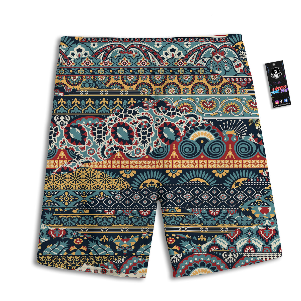 Abstract Arabian Paisley Print Men's Athletic Shorts