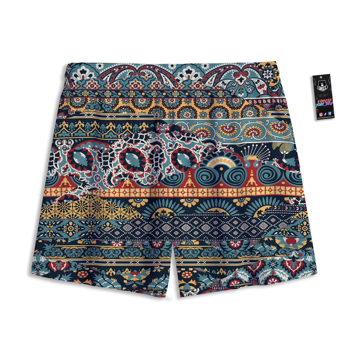 African Ethnic Girl Print Mesh Shorts