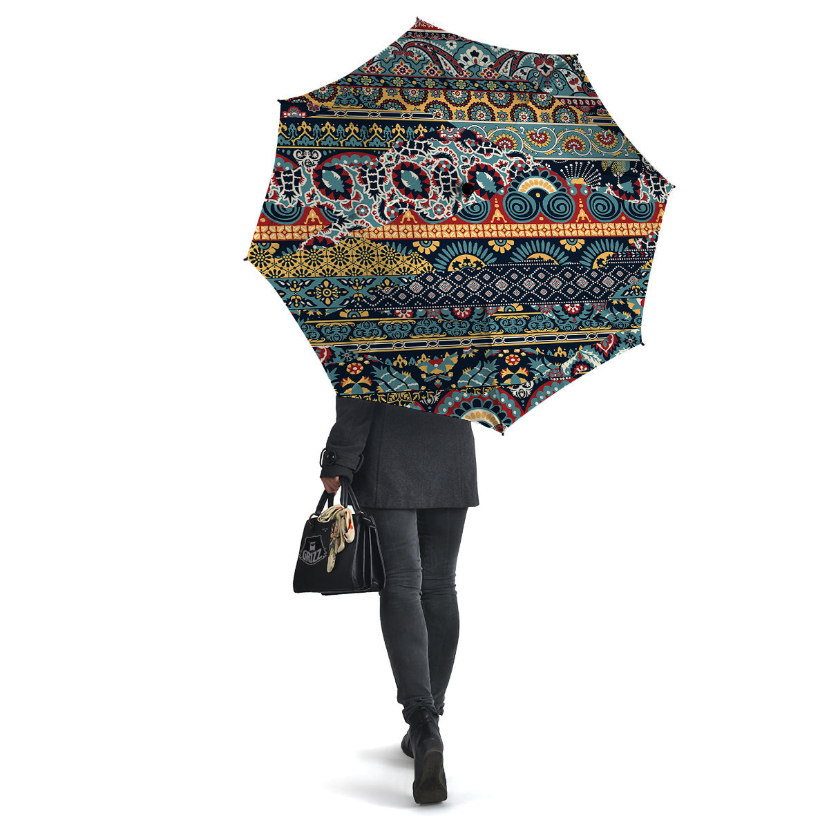 Abstract Arabian Paisley Print Umbrella-grizzshop