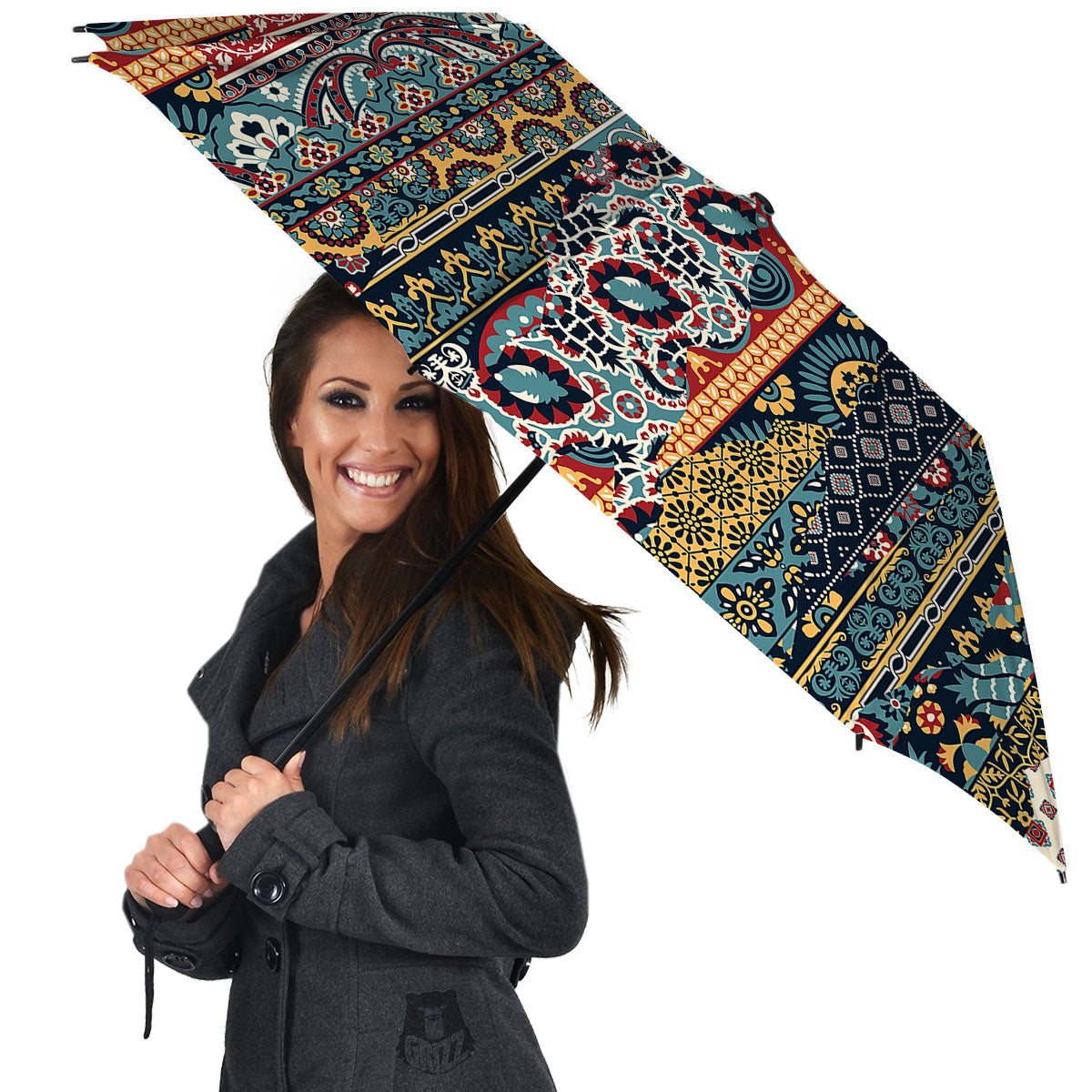 Abstract Arabian Paisley Print Umbrella-grizzshop