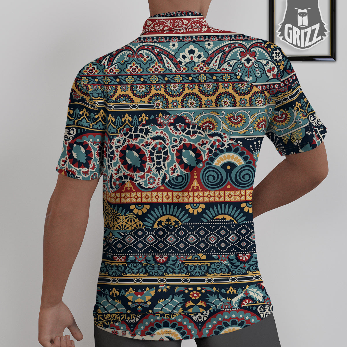 Abstract Arabian Paisley Print Untucked Shirts-grizzshop