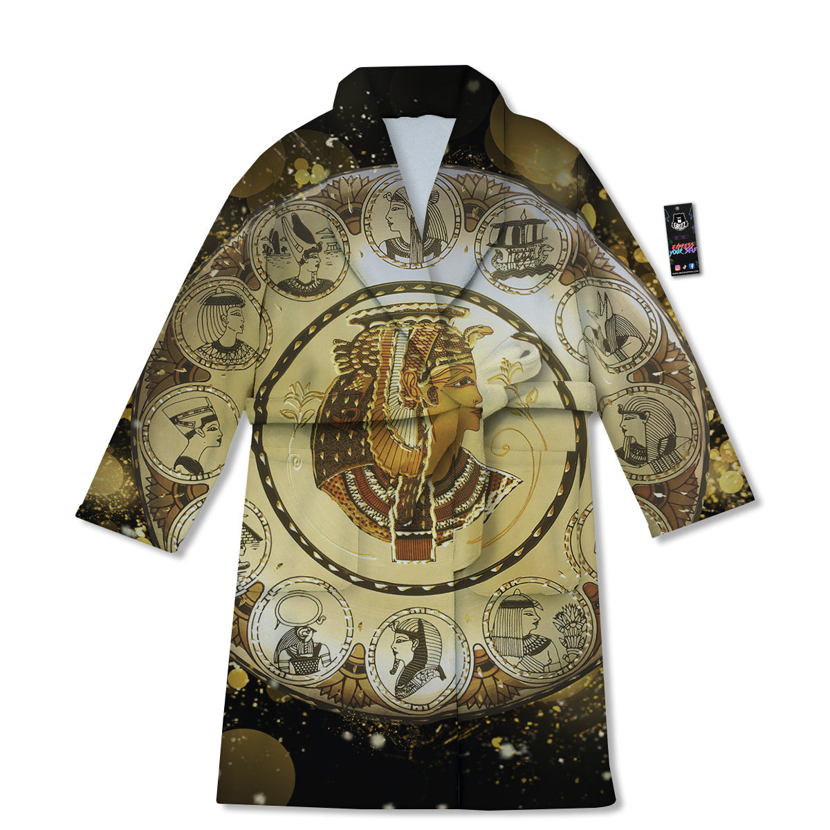 Abstract Cleopatra Print Bathrobe-grizzshop