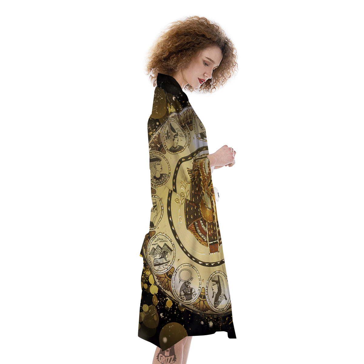 Abstract Cleopatra Print Kimono-grizzshop