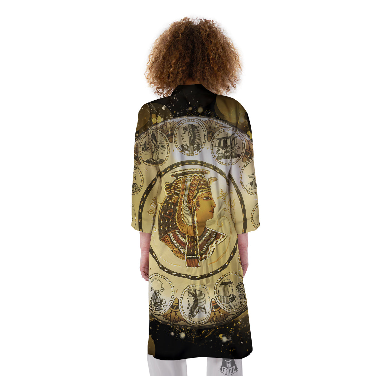Abstract Cleopatra Print Kimono-grizzshop