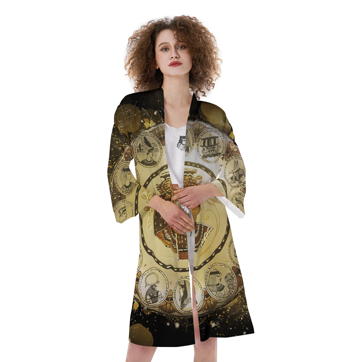 Abstract Cleopatra Print Kimono-grizzshop
