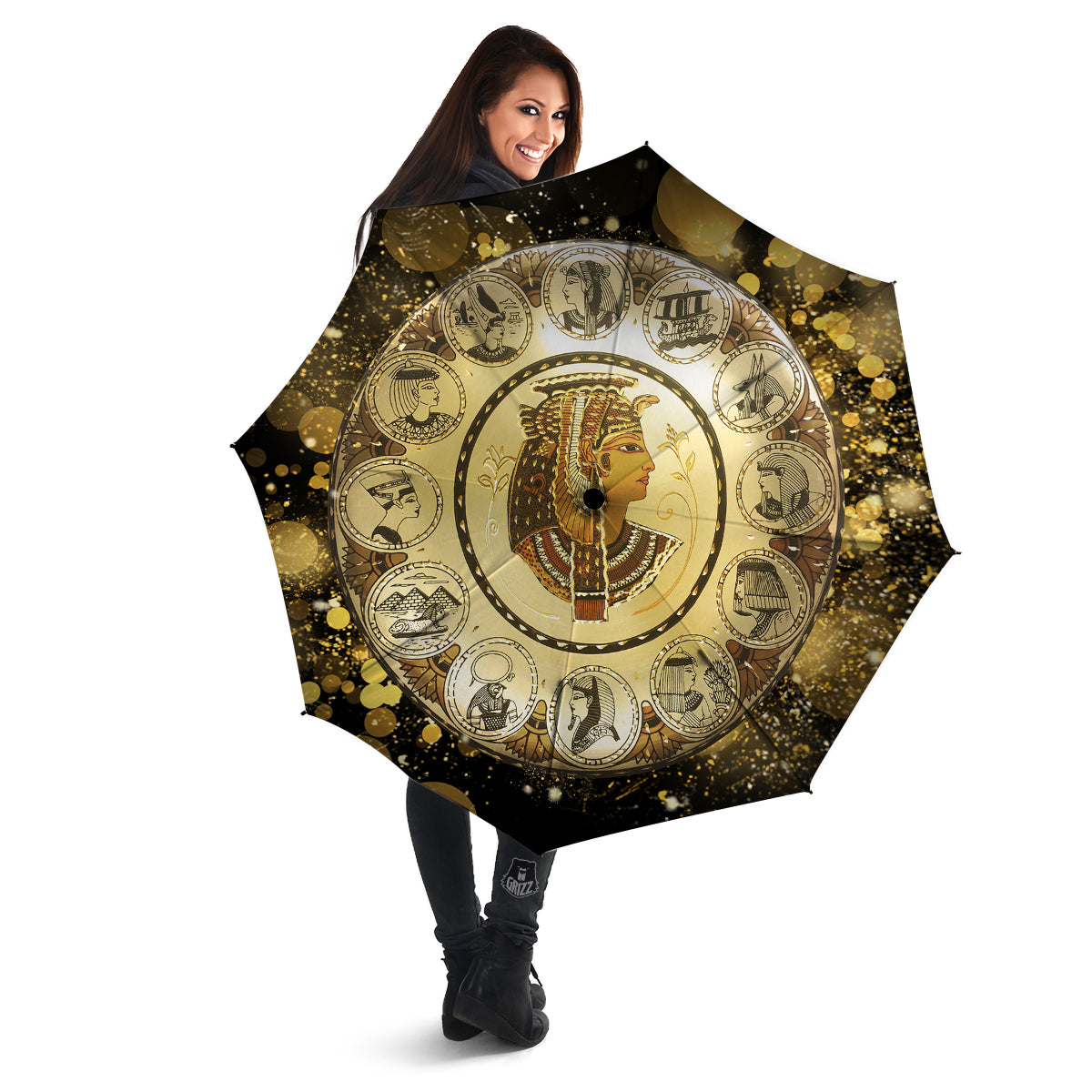 Abstract Cleopatra Print Umbrella-grizzshop