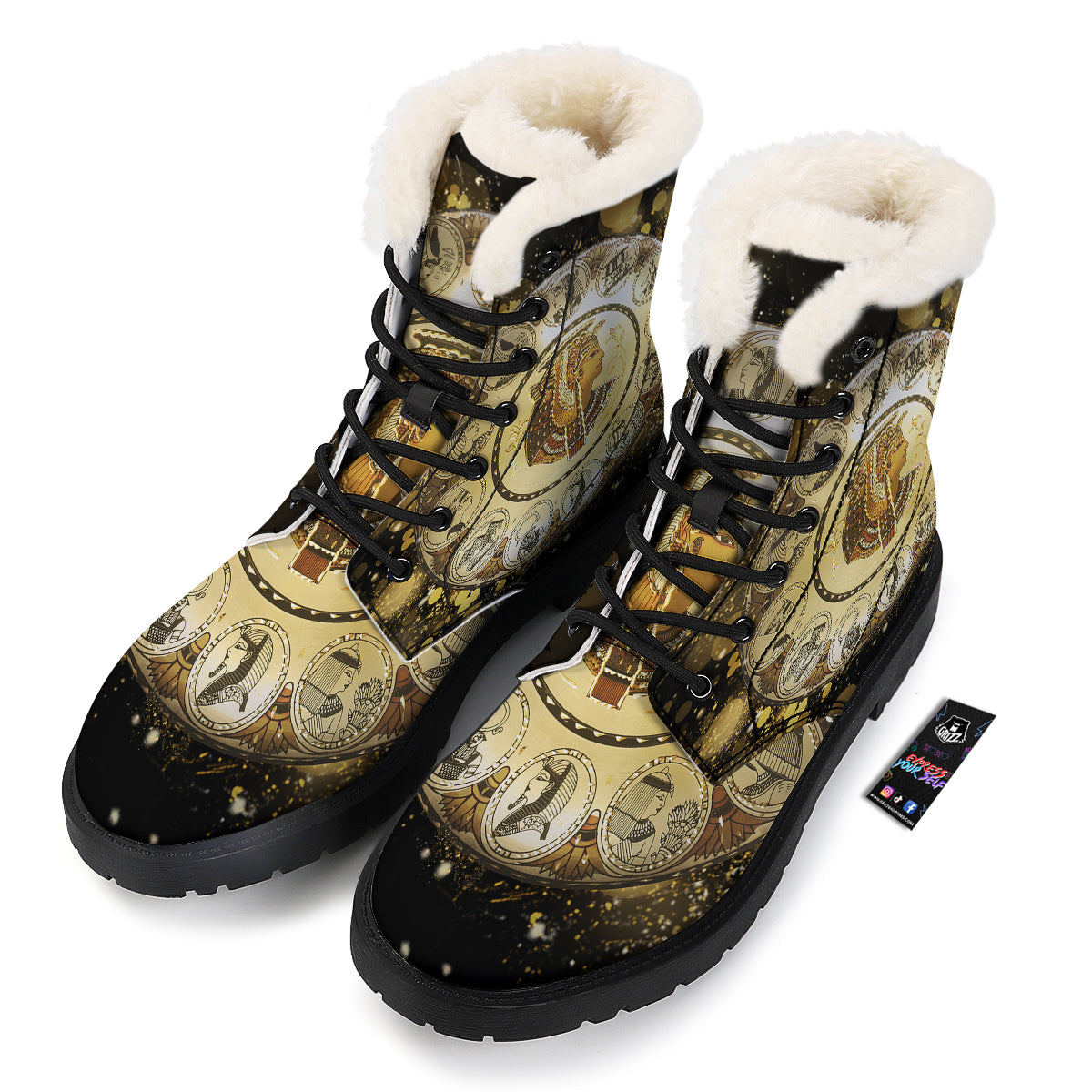 Abstract Cleopatra Print Winter Boots-grizzshop