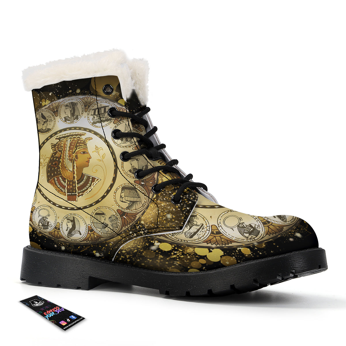 Abstract Cleopatra Print Winter Boots-grizzshop
