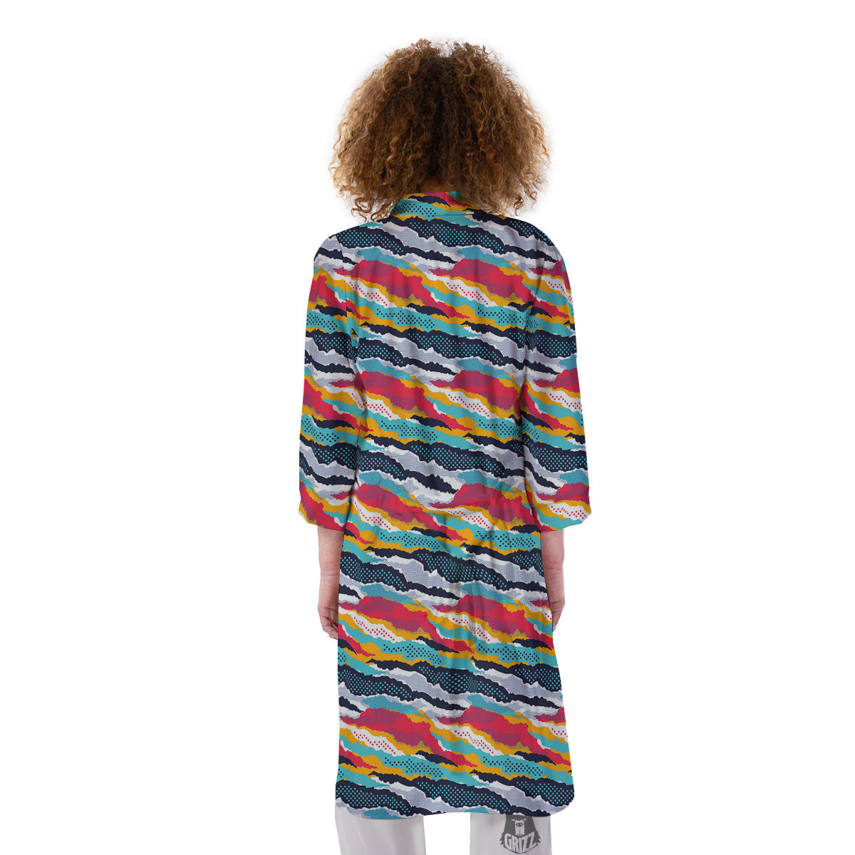 Abstract Colorful And Dot Print Pattern Kimono-grizzshop