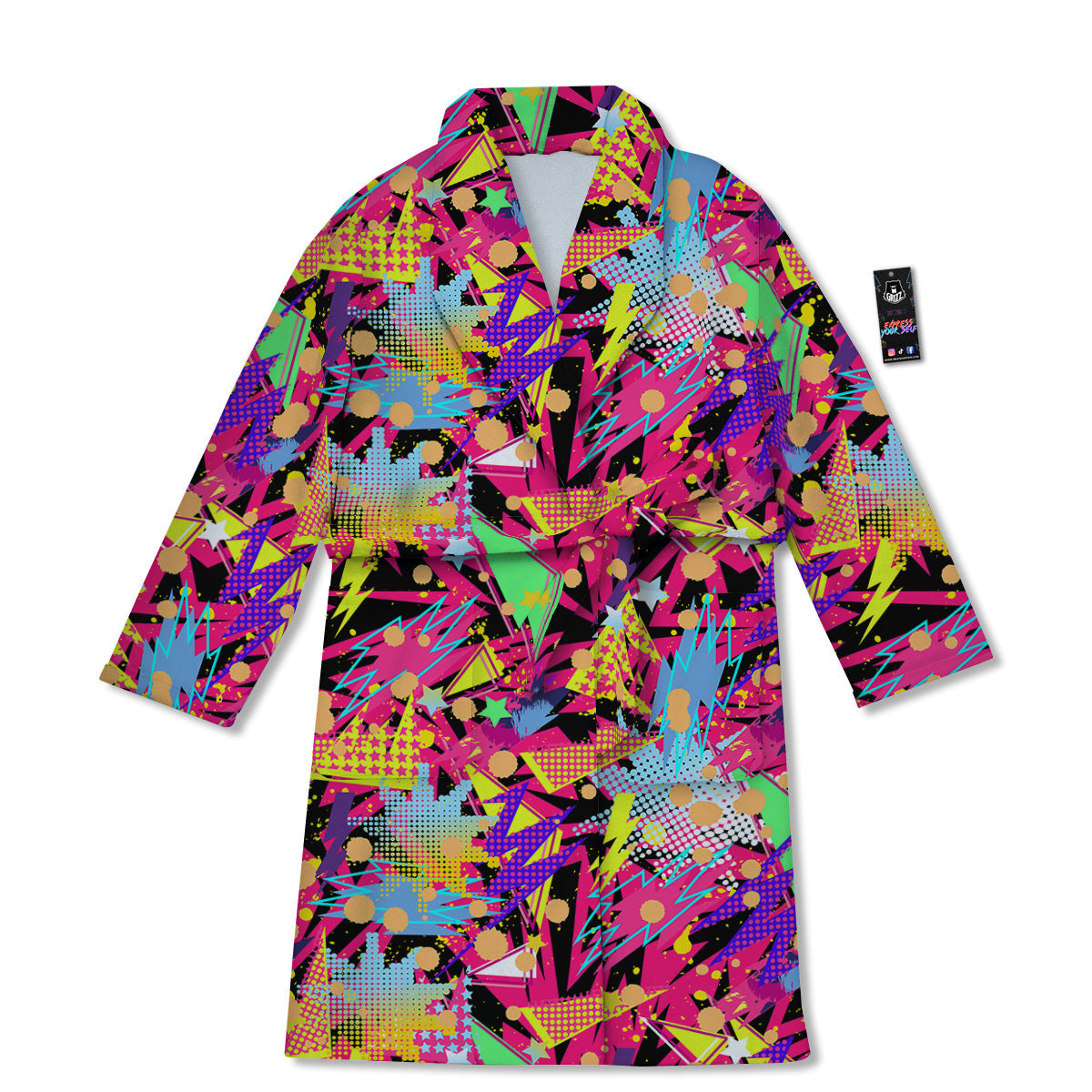 Abstract Colorful And Lightning Dot Print Pattern Bathrobe-grizzshop