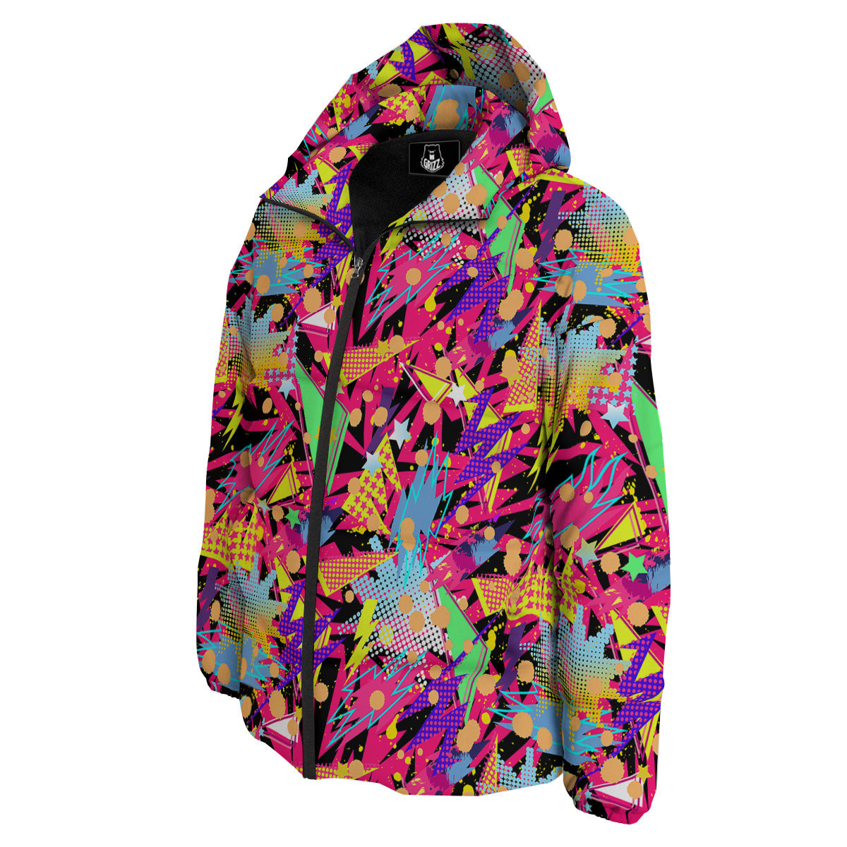 Abstract Colorful And Lightning Dot Print Pattern Down Jacket-grizzshop