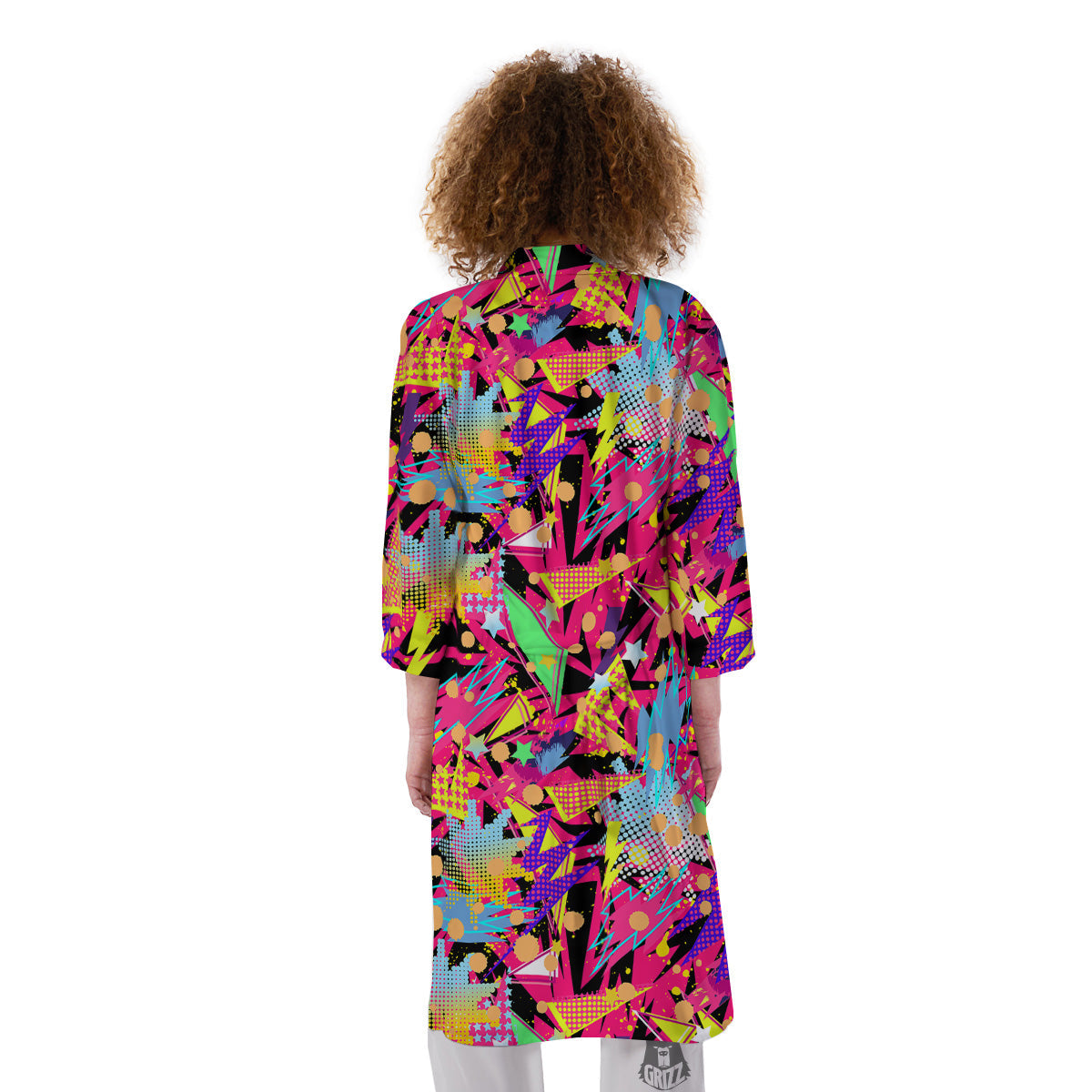 Abstract Colorful And Lightning Dot Print Pattern Kimono-grizzshop