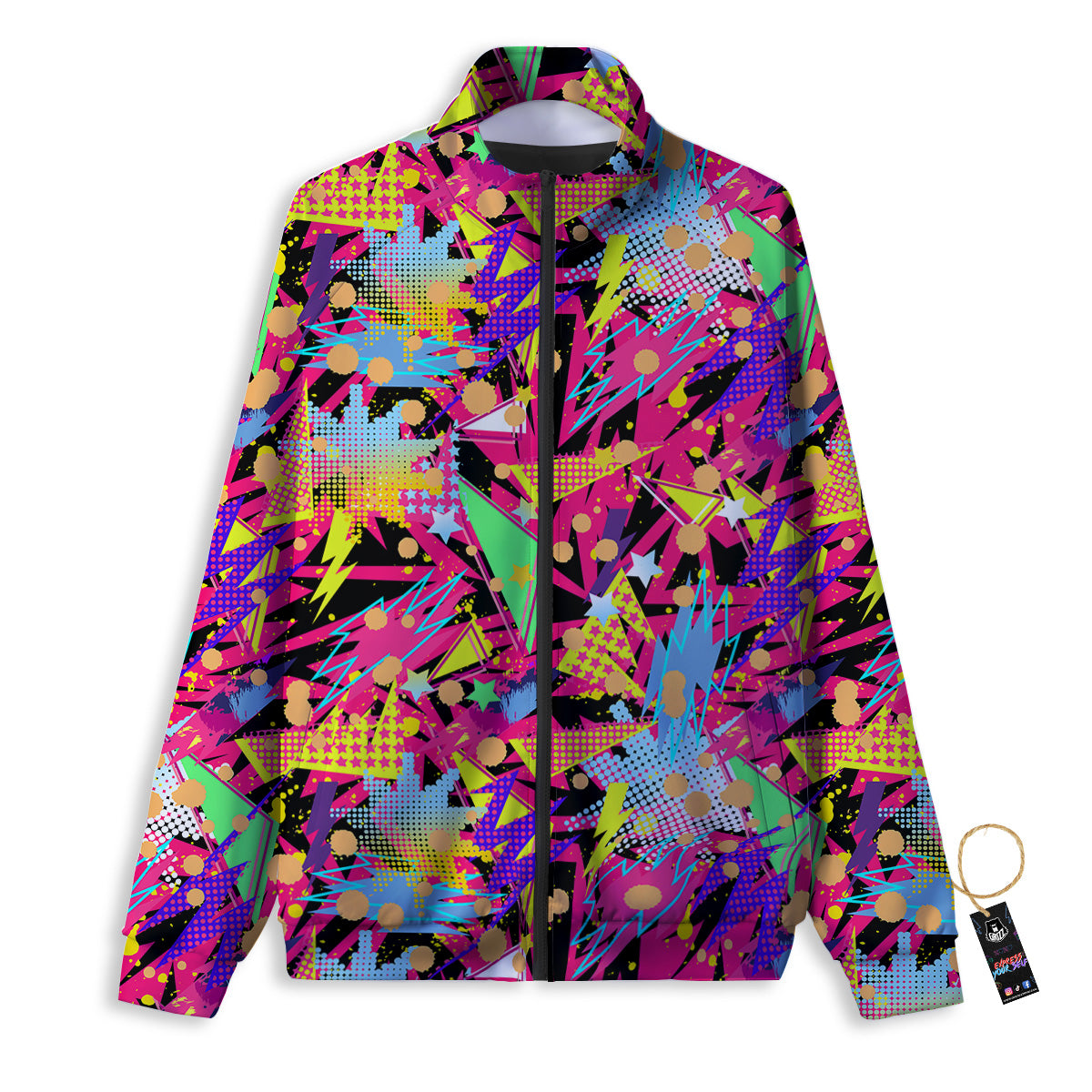 Abstract Colorful And Lightning Dot Print Pattern Track Jacket-grizzshop