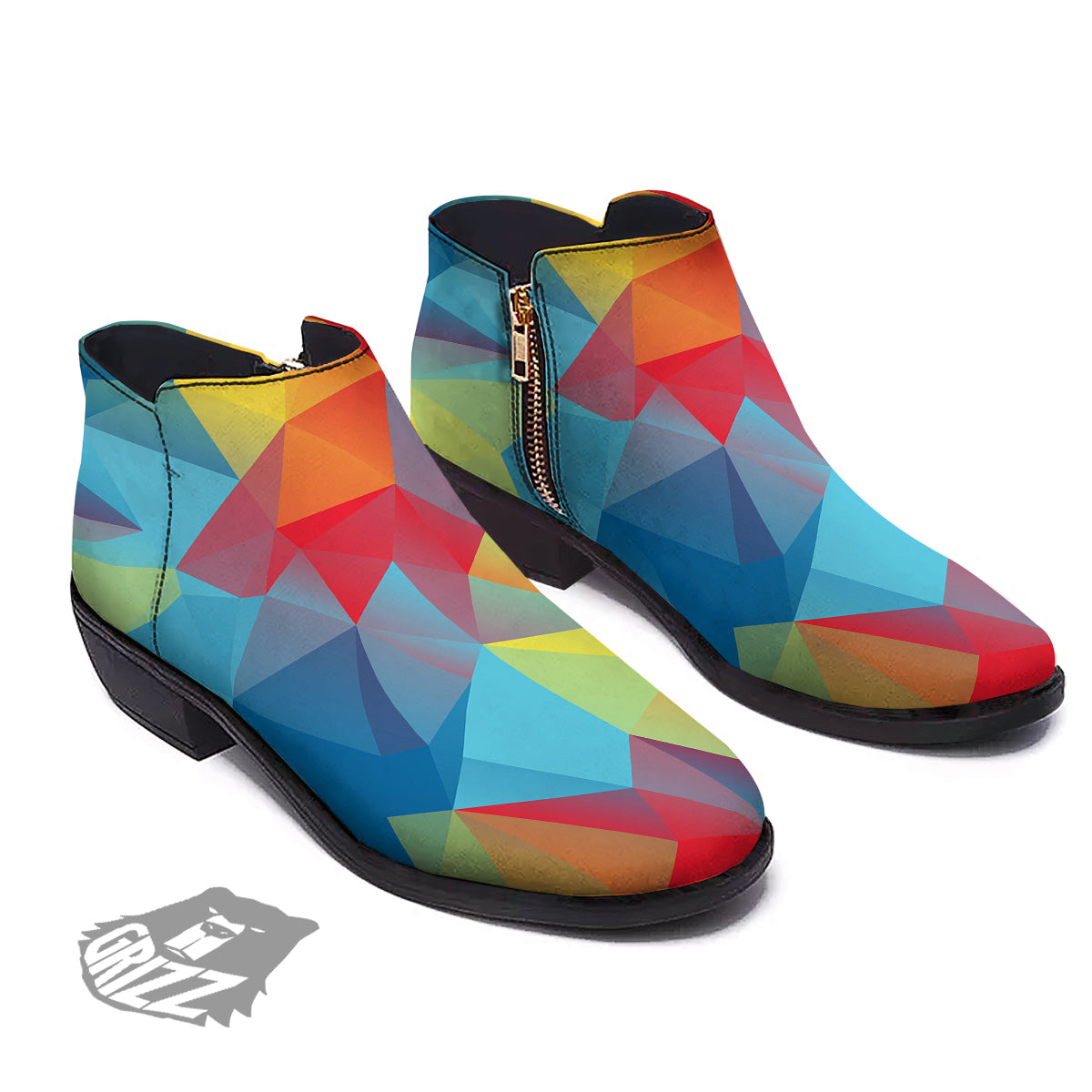 Abstract Colorful Autism Awareness Print Ankle Boots-grizzshop