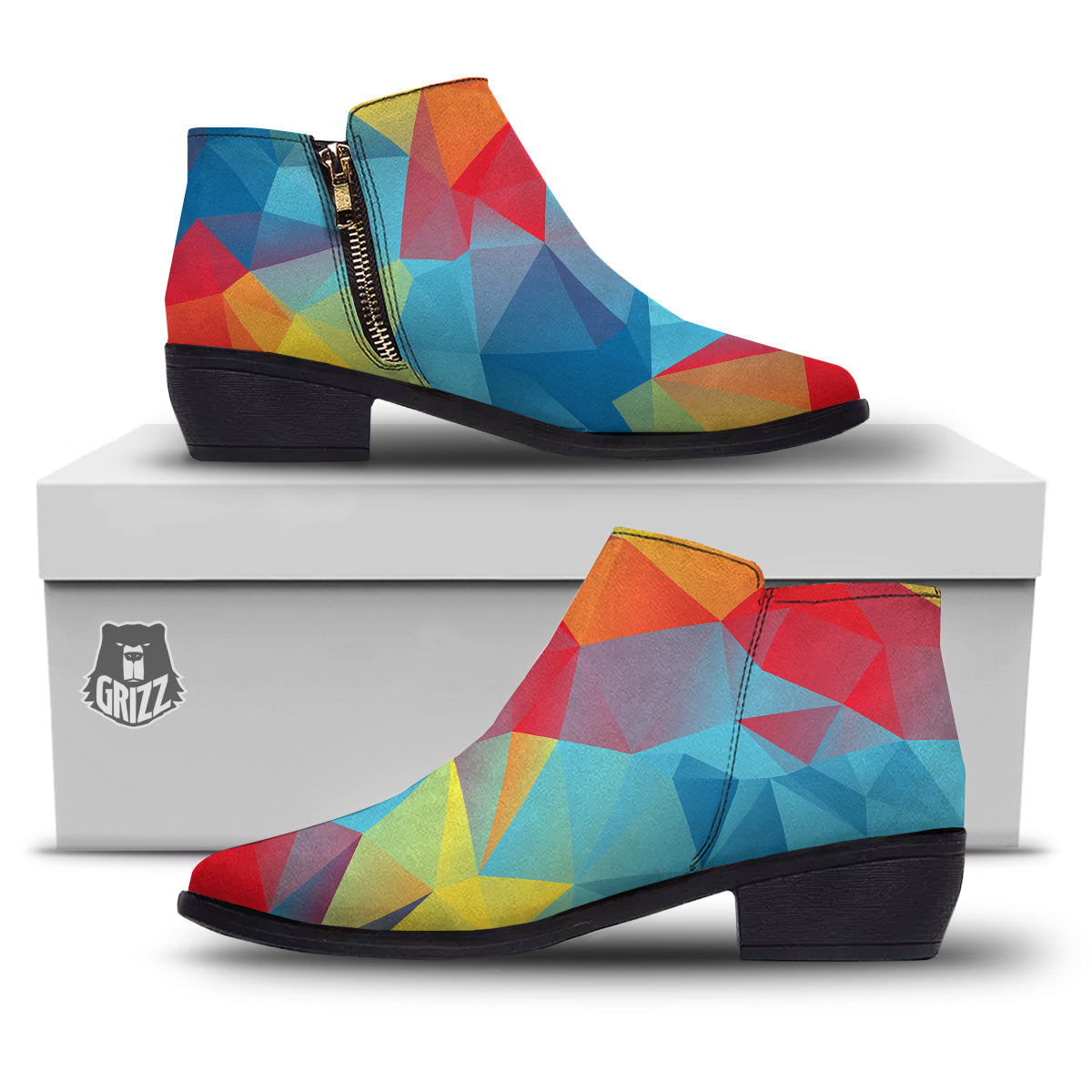 Abstract Colorful Autism Awareness Print Ankle Boots-grizzshop