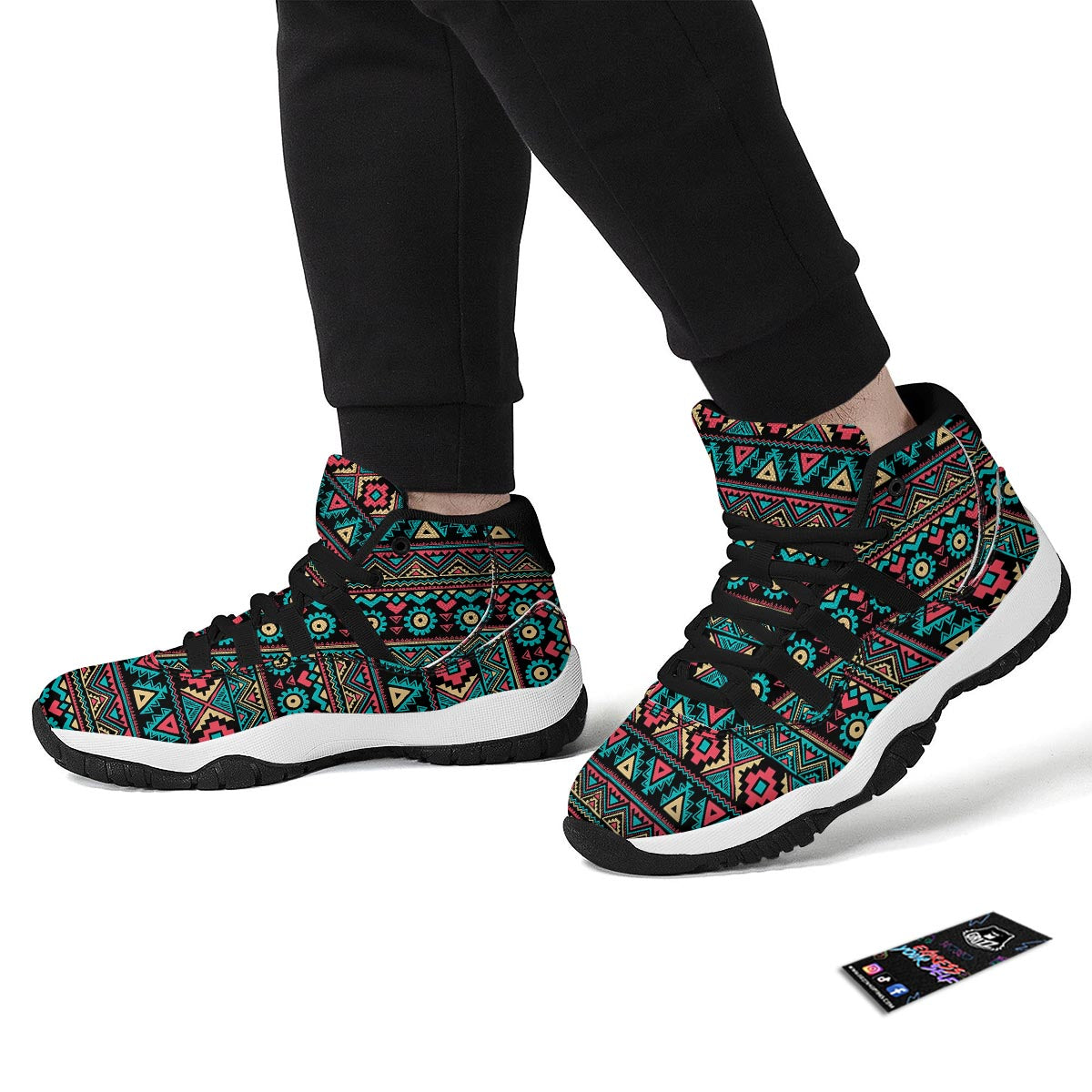 Abstract Colorful Autism Awareness Print Black Bball Shoes-grizzshop