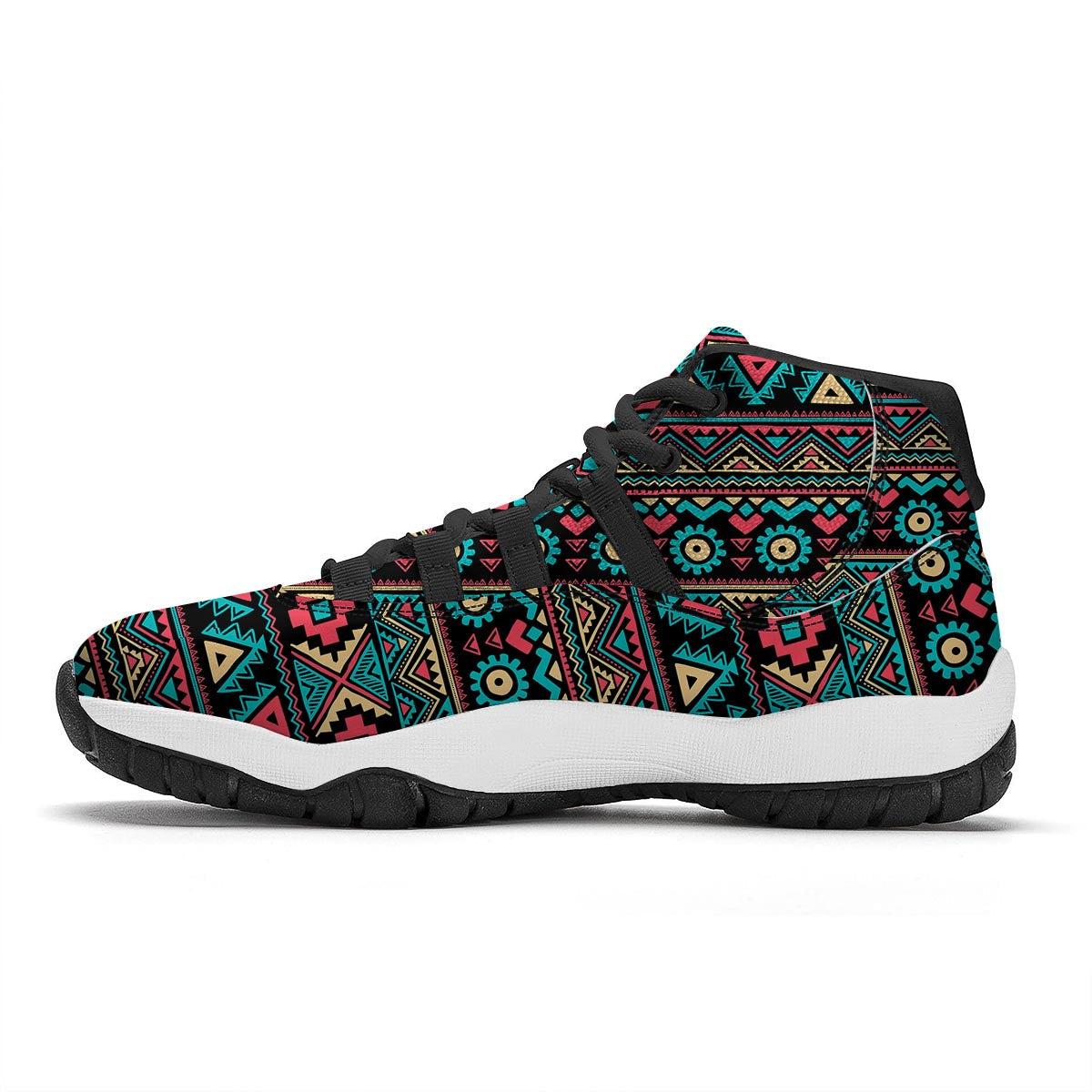 Abstract Colorful Autism Awareness Print Black Bball Shoes-grizzshop