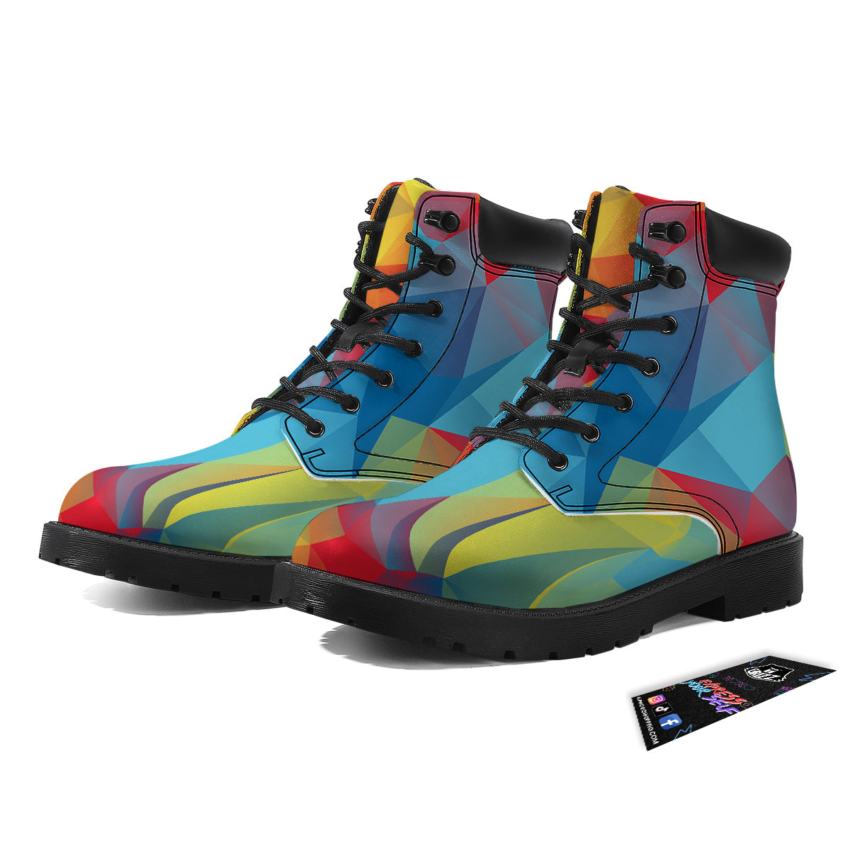 Abstract Colorful Autism Awareness Print Boots-grizzshop