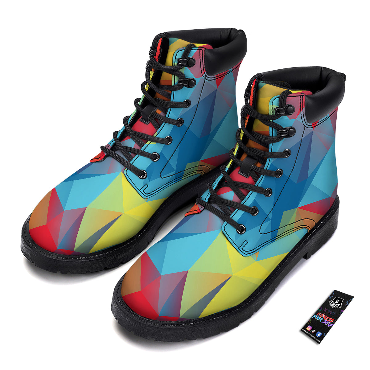 Abstract Colorful Autism Awareness Print Boots-grizzshop