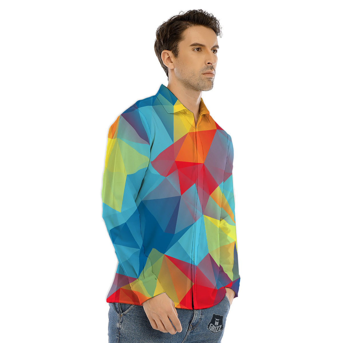 Abstract Colorful Autism Awareness Print Men's Dress Shirts-grizzshop